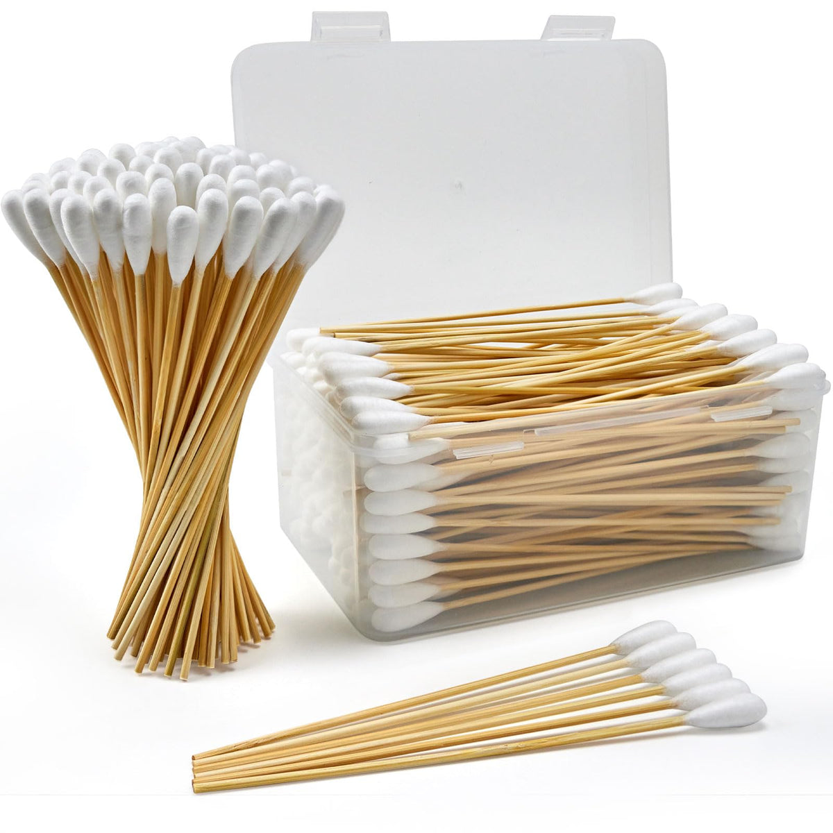 200PCS Large Cotton Swabs in Storage Box, 6 Inch Dog Ear Swabs