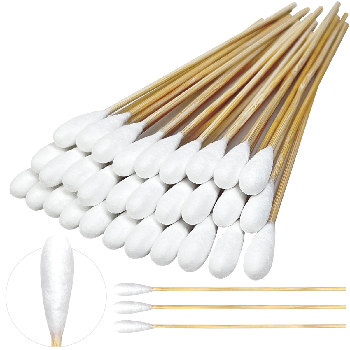 Egaageoi 200 Pcs 6-Inch Long Cotton Swabs for Dog Ears with Bamboo Handle