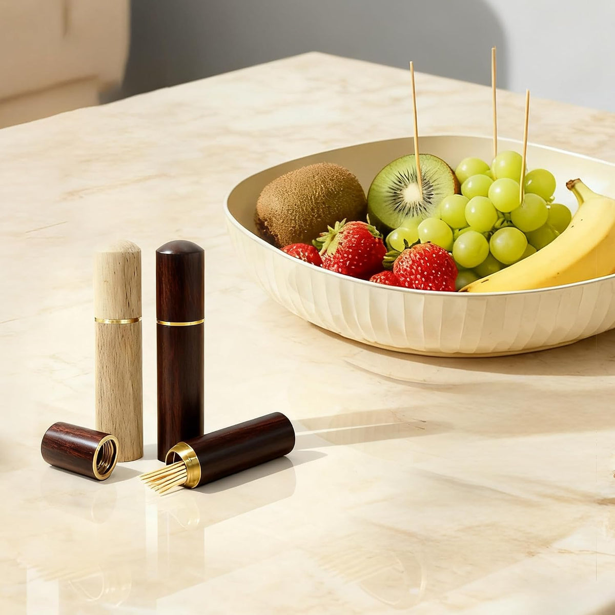 18 Pcs Wooden Toothpick Holder Portable Storage Case