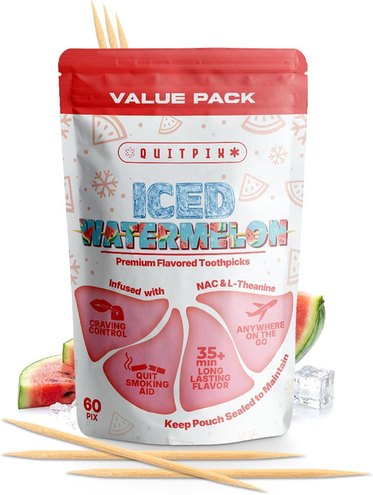 PurePix QuitPix Iced Watermelon Flavored Toothpicks, 60 Count