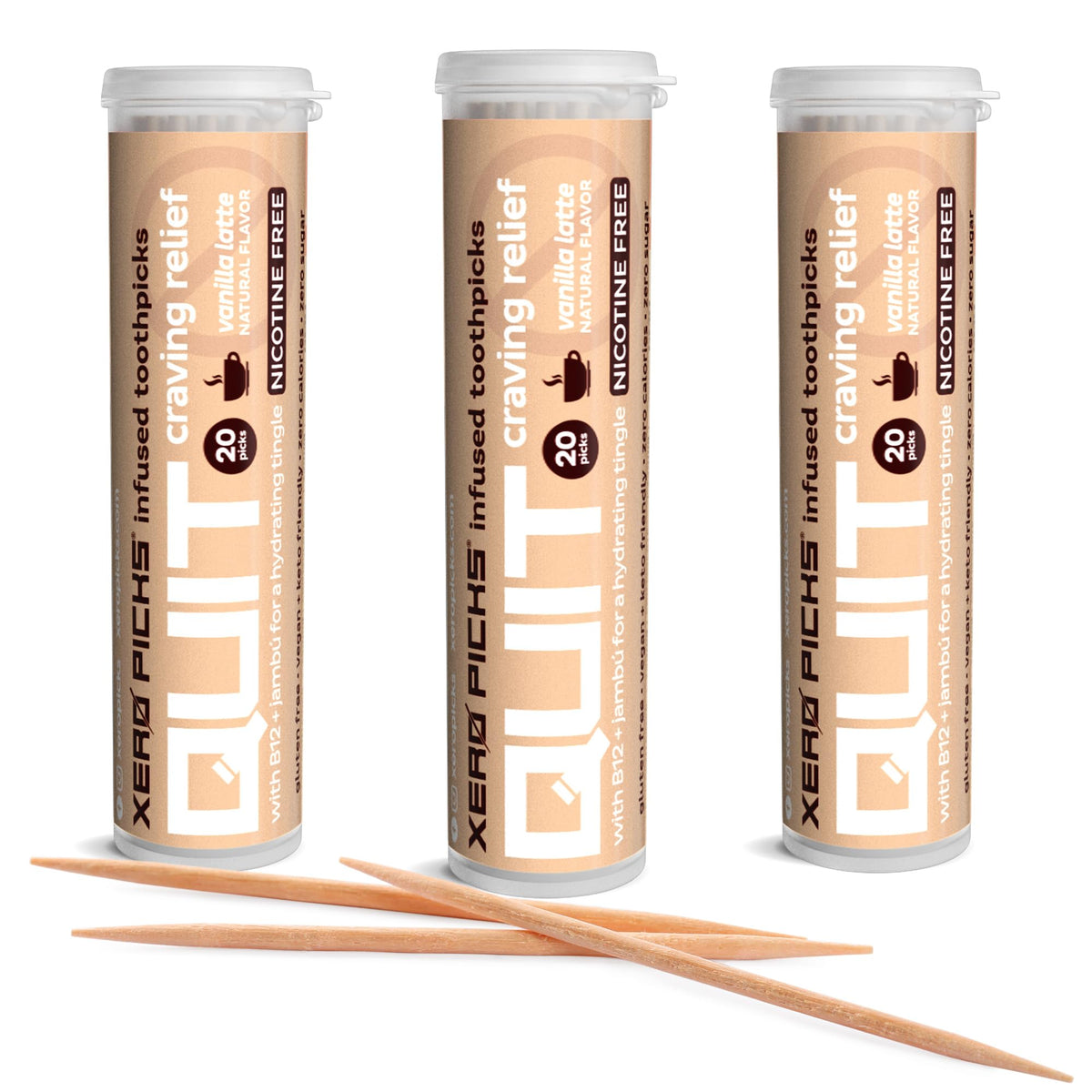 Xero Picks Infused Flavored Toothpicks to Help Quit Smoking - Nicotine Free - 60 Picks (3 Packs) (Hot Cinnamon) Non-GMO Kosher Vegan