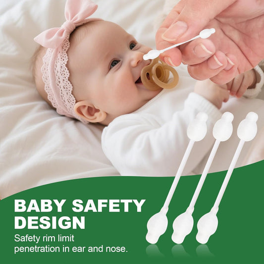 Baby Swabs by RIKWOG, 100% Large Safety Tip Cotton Swabs 660 Count (12 Pack), Organic Cotton with White Paper Sticks, Hypoallergenic Gentle Cleaning for Newborn, Baby, Infants, Kids & Toddlers