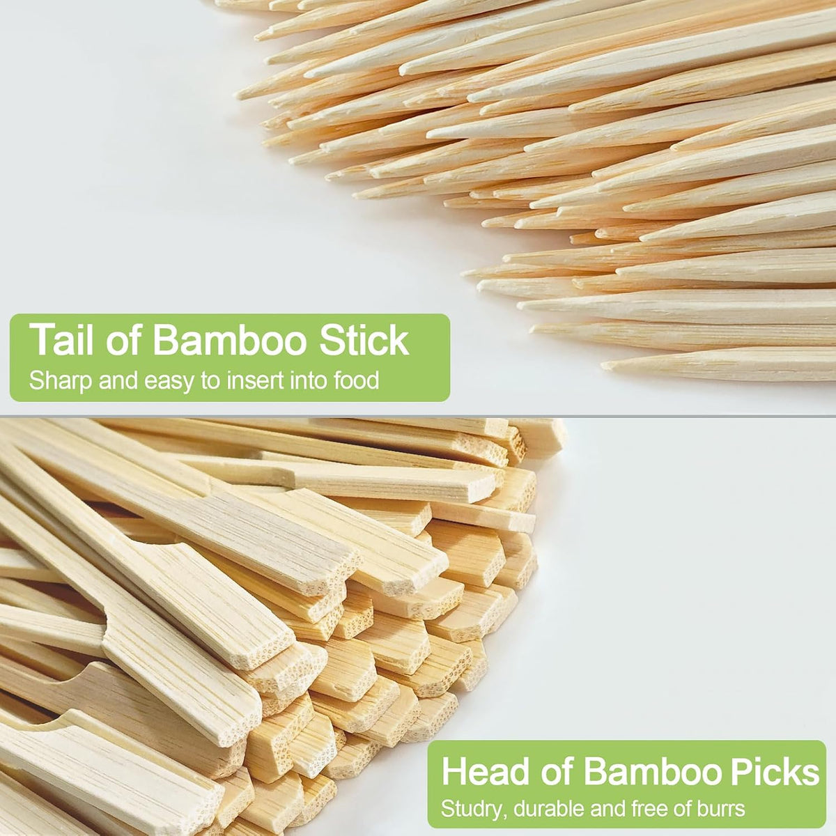 1200 Pieces Bamboo Appetizer Skewers 4.7 Inch, Cocktail Picks Fancy Toothpicks for Appetizers, Flat Wooden Cocktail Skewers Sticks for Party Food Drinks Fruit BBQ, Charcuterie Boards Accessories