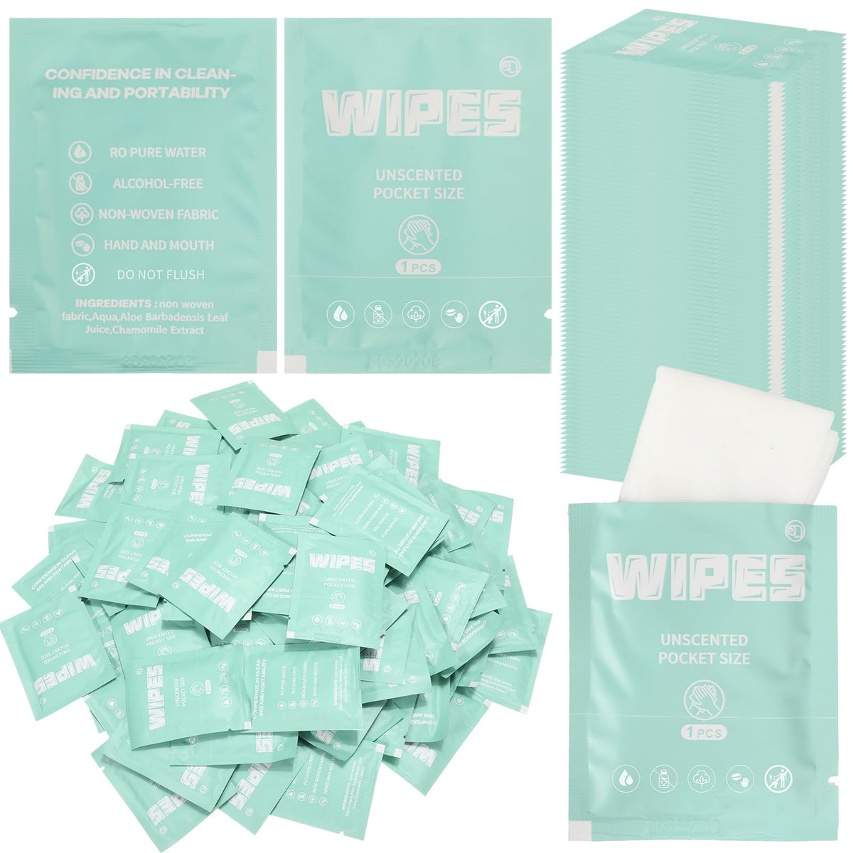 Lounsweer 500 Count Wet Wipes, Light Green