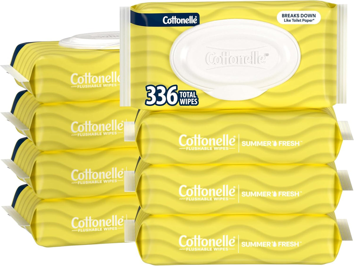 Cottonelle Summer Fresh Scented Flushable Wipes, 8 Packs, 42 Wipes per Pack