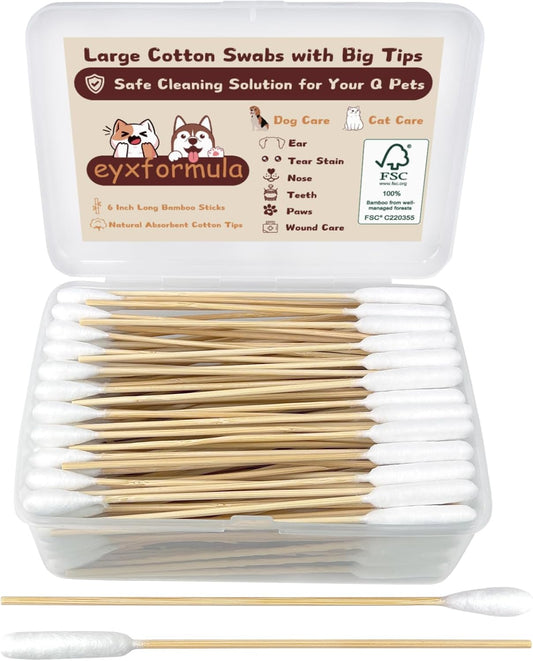 eyxformula Dog Ear Cleaning Swabs, 2 Size Cotton Tips, 100 Long & 100 Large
