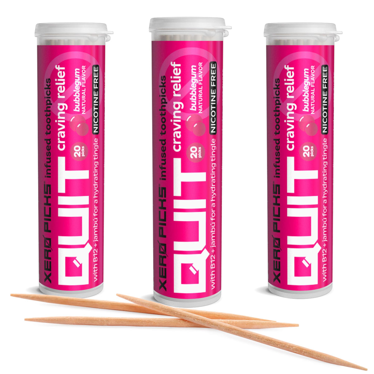 Xero Picks Infused Flavored Toothpicks to Help Quit Smoking - Nicotine Free - 60 Picks (3 Packs) (Hot Cinnamon) Non-GMO Kosher Vegan