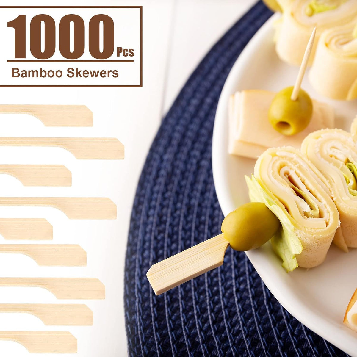 Chengu 1000 Pcs Bamboo Skewers 3.5 Inch Paddle Wooden Sticks