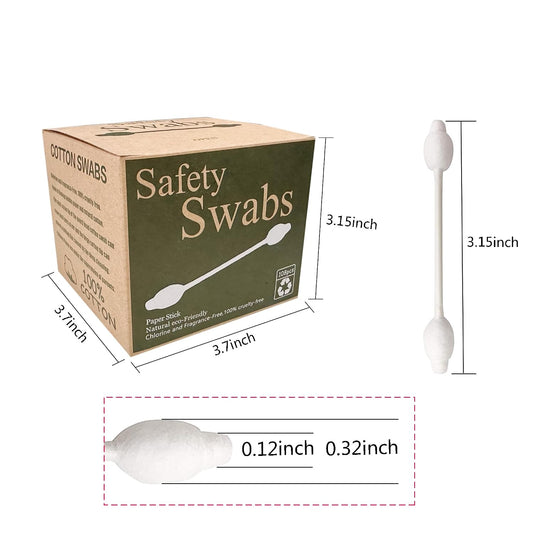 4 Packs Safety Cotton Swabs with Large Tips, Baby Cotton Buds 432pcs