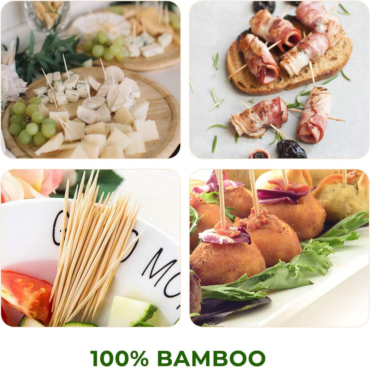 BOONBOO Bamboo Toothpicks and Holder, Double-Sided, 450 Counts