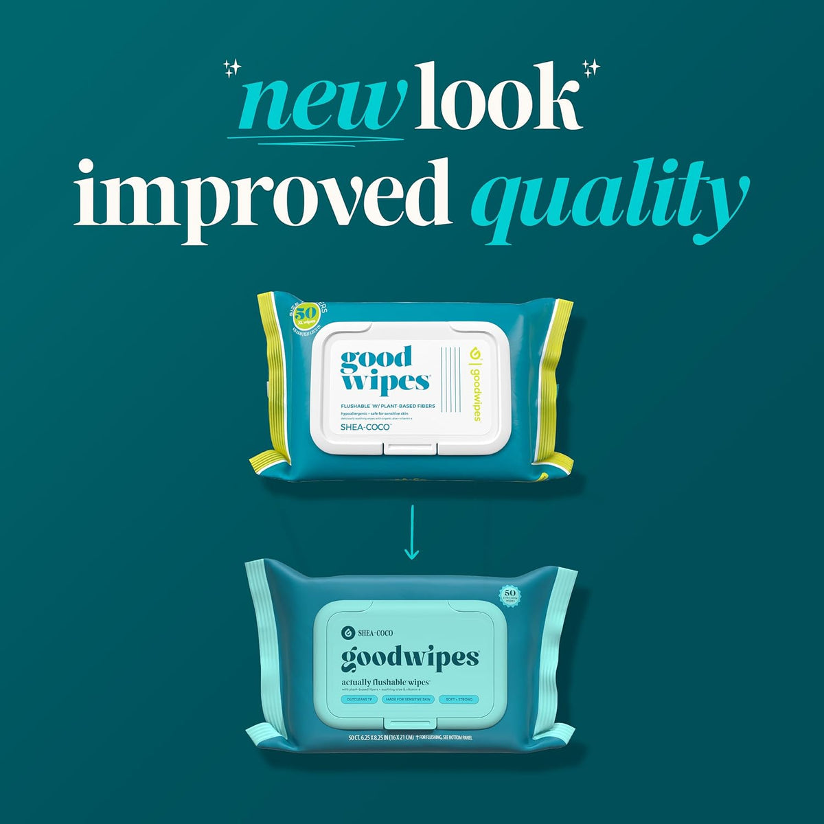 goodwipes Flushable Wipes - Shea-Coco, 418 Wipes (8 Pack + 1 Travel Pack)