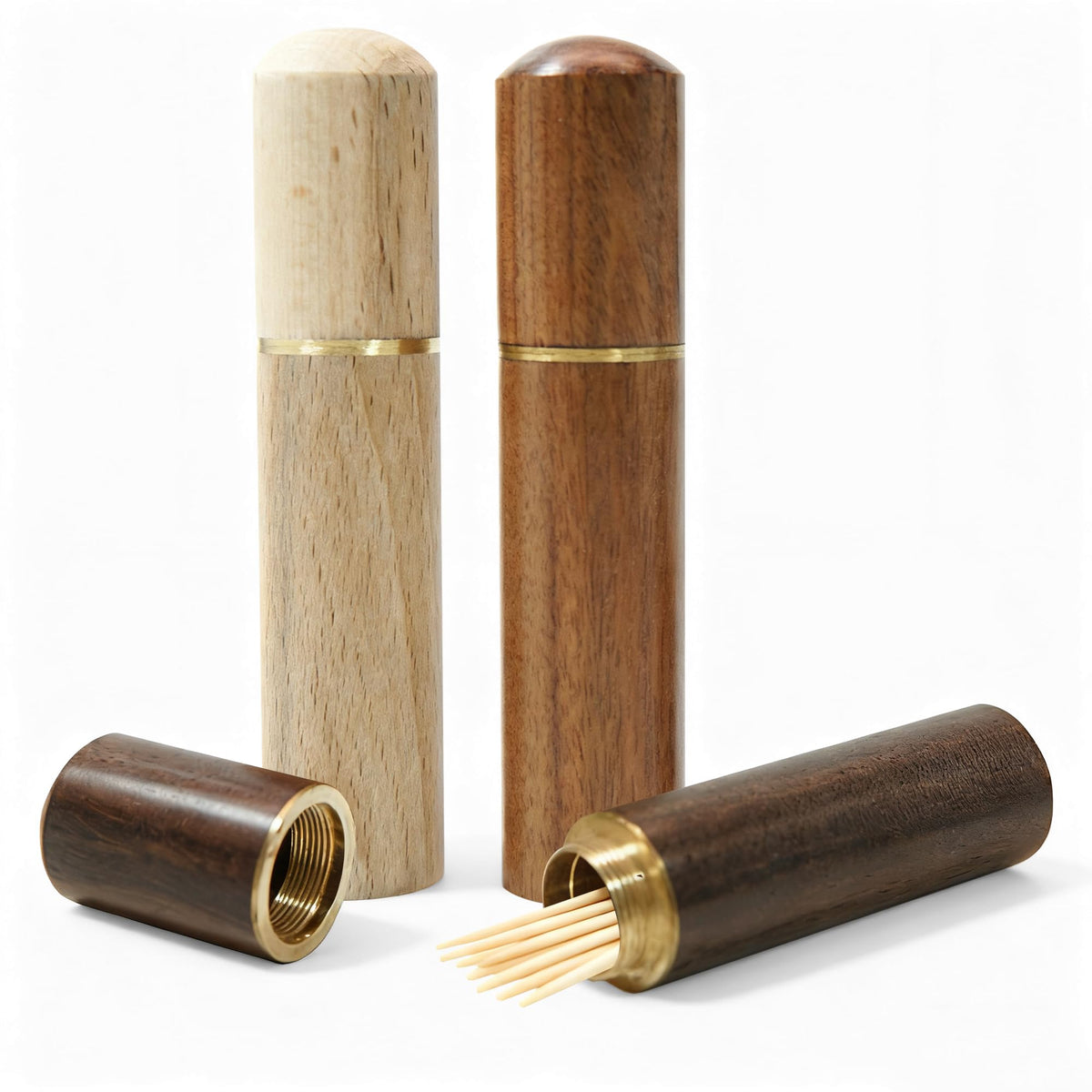 18 Pcs Wooden Toothpick Holder Portable Storage Case