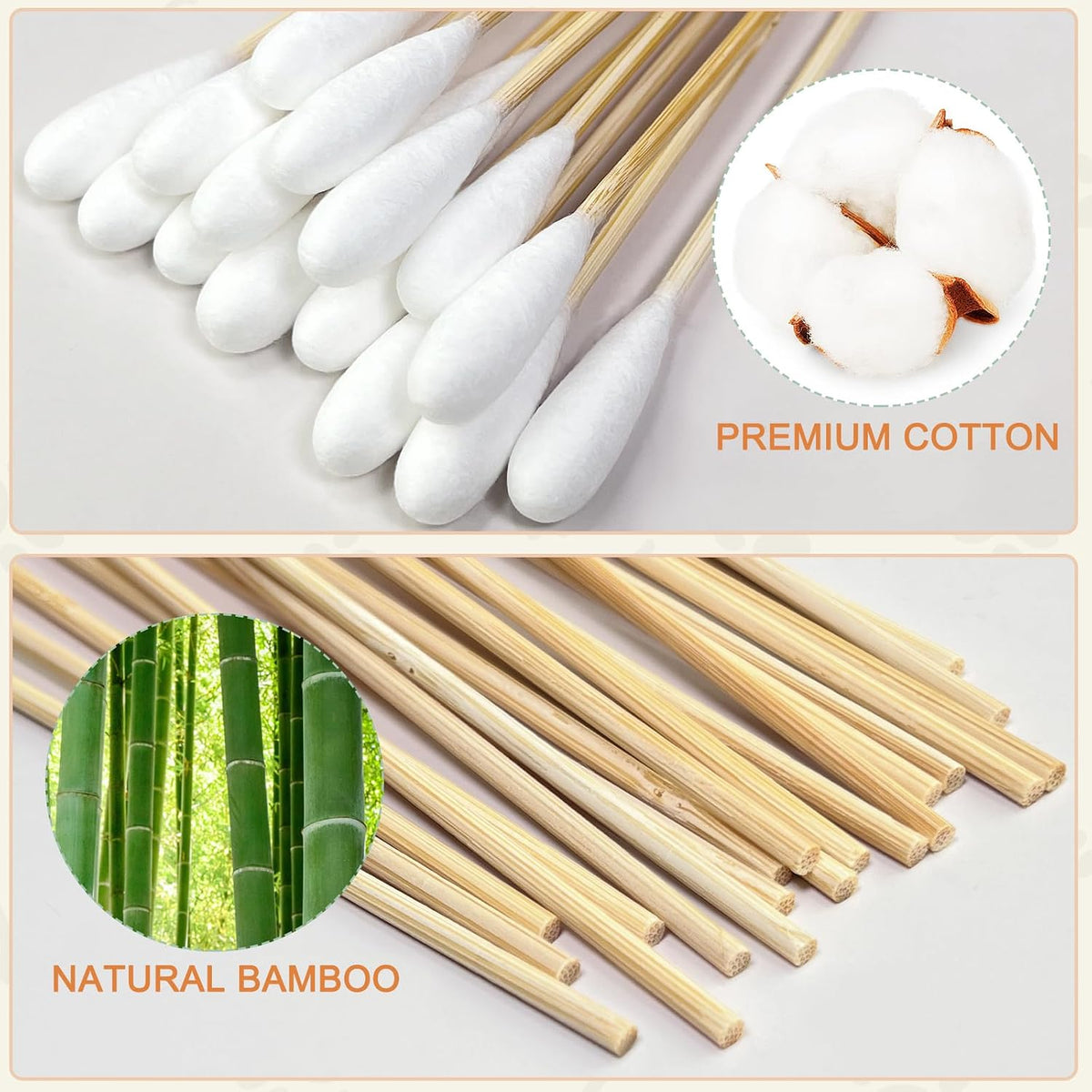 200-Pack of Long, Large Dog Ear Swabs with Bamboo Sticks