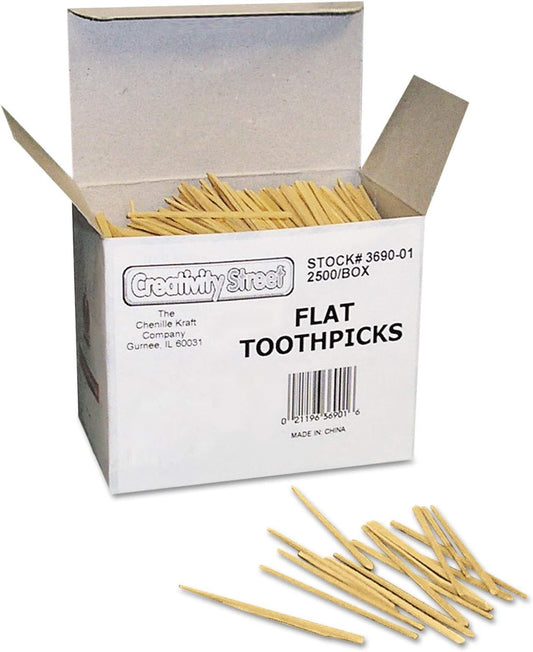 Flat Wood Toothpicks, 2500/Pack [Set of 3]