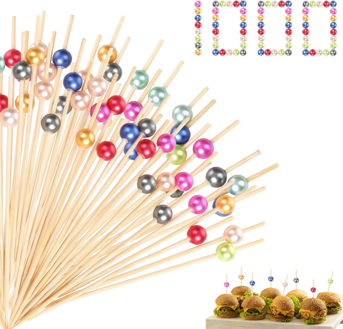 1000 Pcs Cocktail Picks Fancy Toothpicks for Appetizers 4.7'' Long