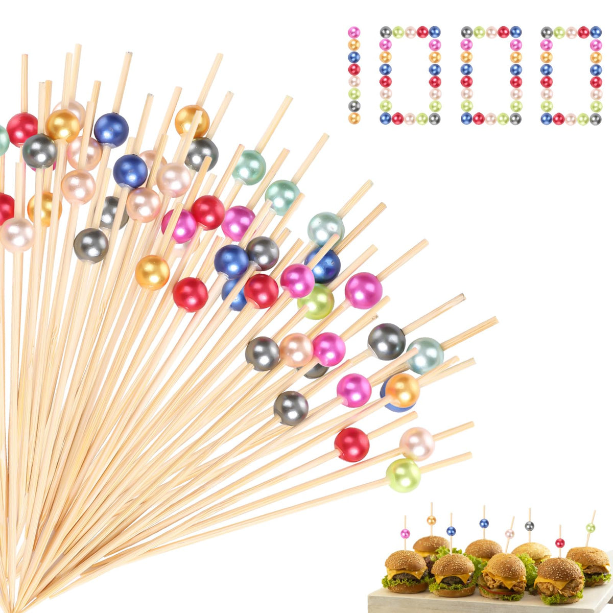 1000 Pcs Cocktail Picks Fancy Toothpicks for Appetizers 4.7'' Long