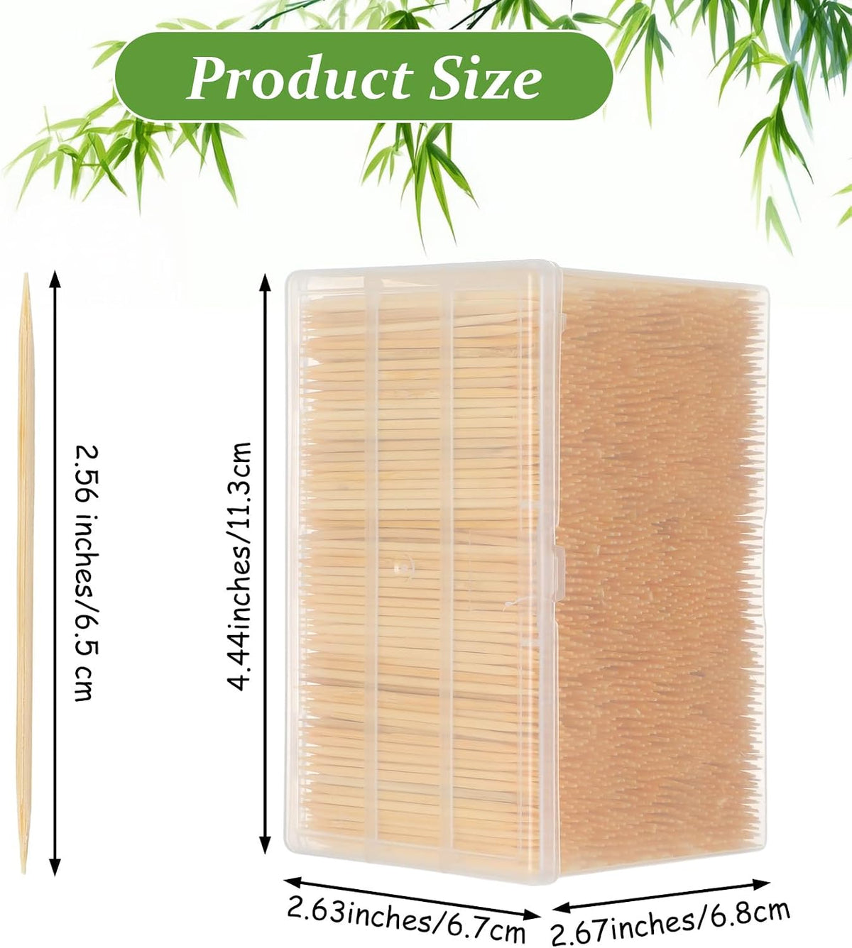 21000 Pieces Bamboo Wooden toothpicks 2.56 Inch Round Double Sided