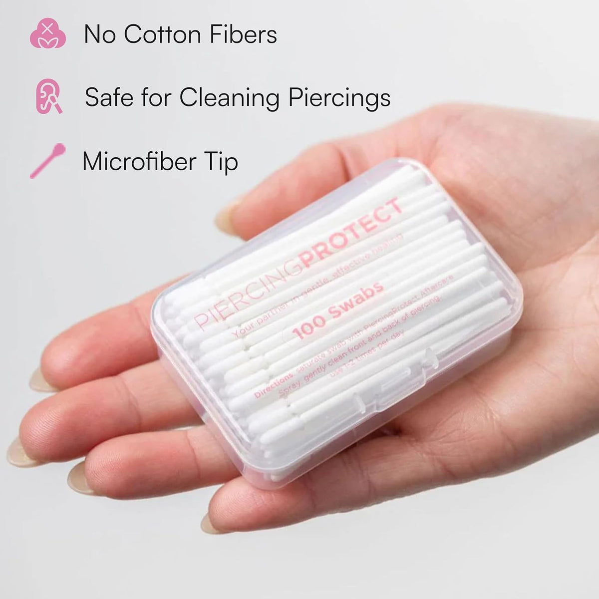 Piercing Care Swabs Tips | Reduce Bumps & Irritation Microfiber Sponge Tips + No lint For Faster Recovery (100 count) PiercingProtect™