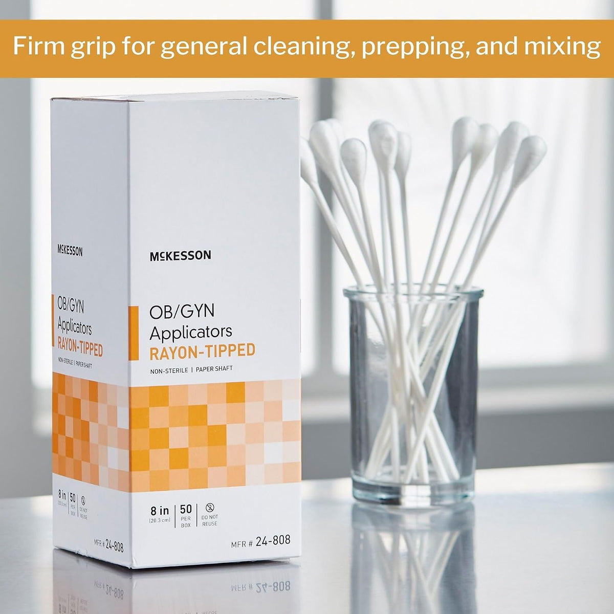 McKesson OB/GYN Applicators Rayon Tipped, Non-Sterile, 8 in, 50 ct
