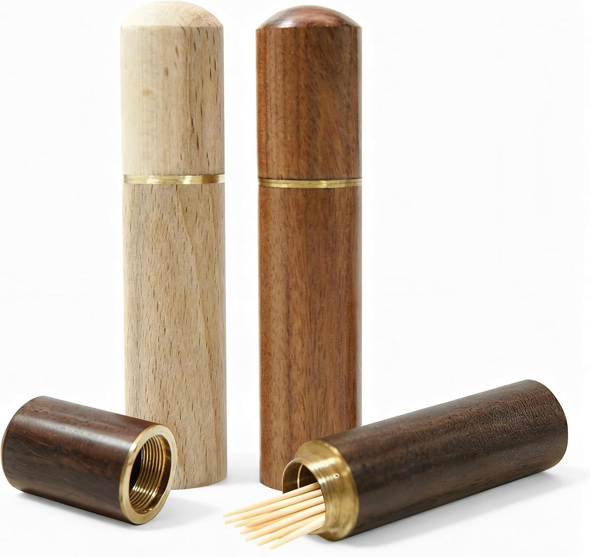 18 Pcs Wooden Toothpick Holder Portable Storage Case
