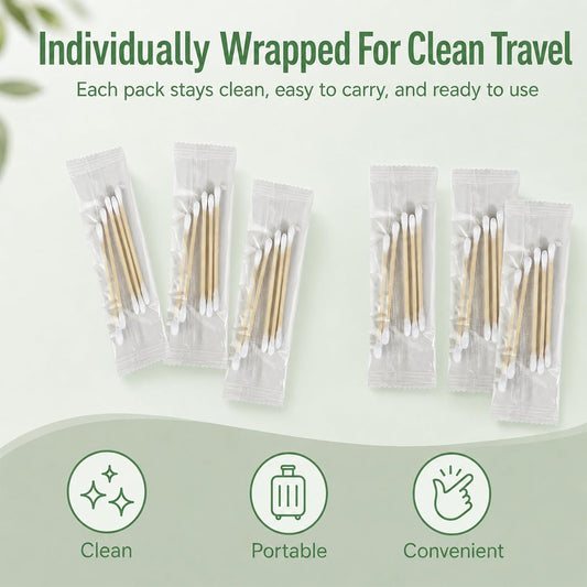 Egaageoi 1000 Count Individually Wrapped Double-Tipped Travel Cotton Swabs