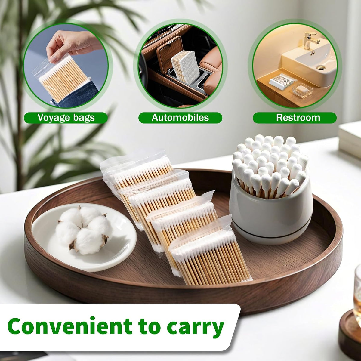 11000 Pcs Double Round Cotton Swabs Bulk Travel Size Cotton Buds with Wooden Sticks for Ear Cleaning, Makeup, Daily Use, Pet Care, Arts Crafts