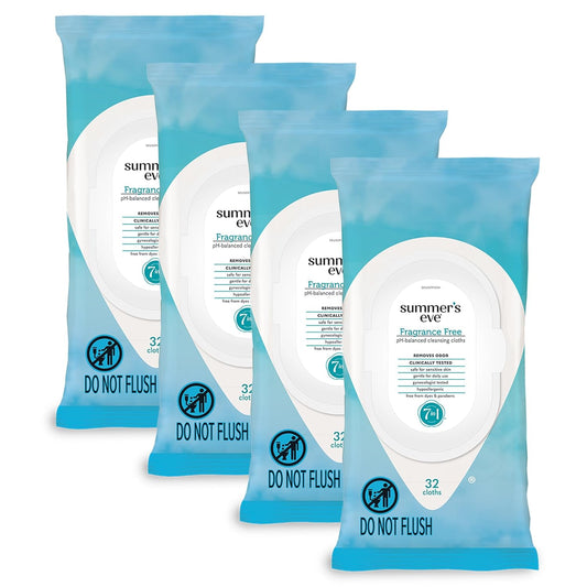 Summer's Eve Gentle Feminine Wipes, Fragrance Free, 32 Count, 4 Pk