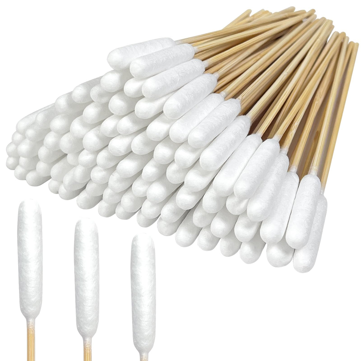 200 Extra Large Dog Ear Swabs, 6-Inch Bamboo Handle for Grooming Care