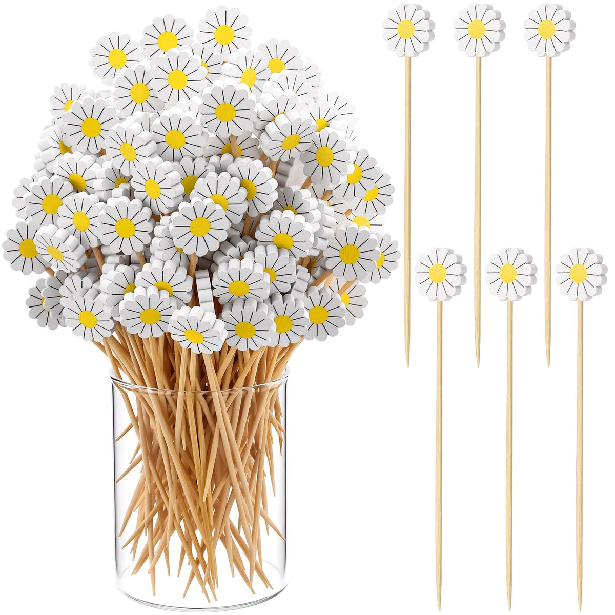 50 Pcs Football Toothpicks, 4.72 Inch Football Cocktail Picks for Appetizers, Long Bamboo Toothpicks, Decorative Toothpicks Skewers for Holiday Birthday Party Decorations (Football 3D)