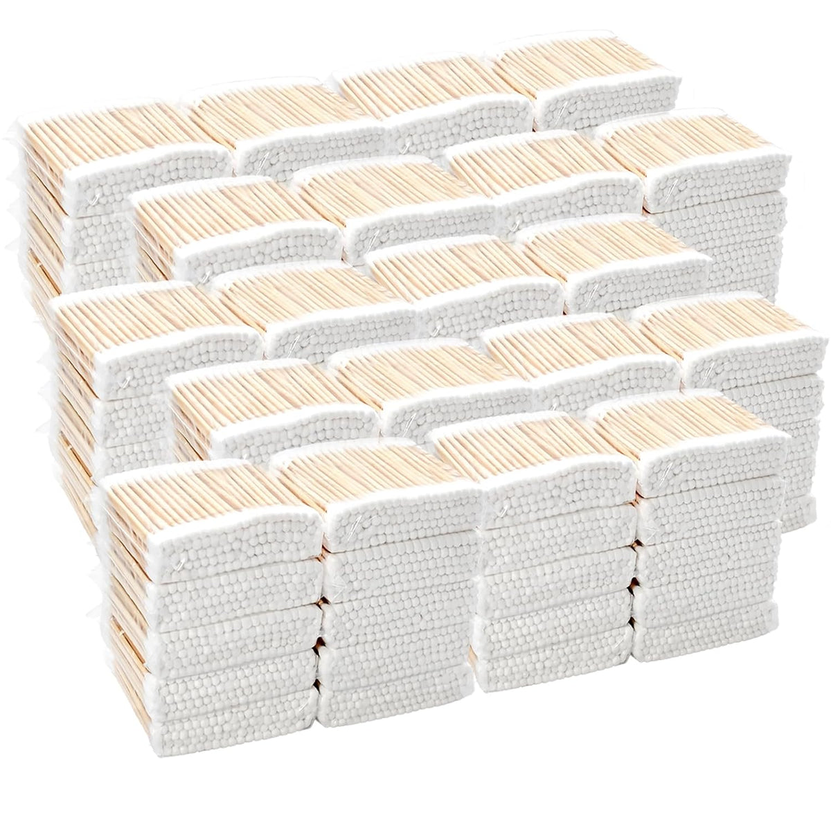11000 Pcs Double Round Cotton Swabs Bulk Travel Size Cotton Buds with Wooden Sticks for Ear Cleaning, Makeup, Daily Use, Pet Care, Arts Crafts