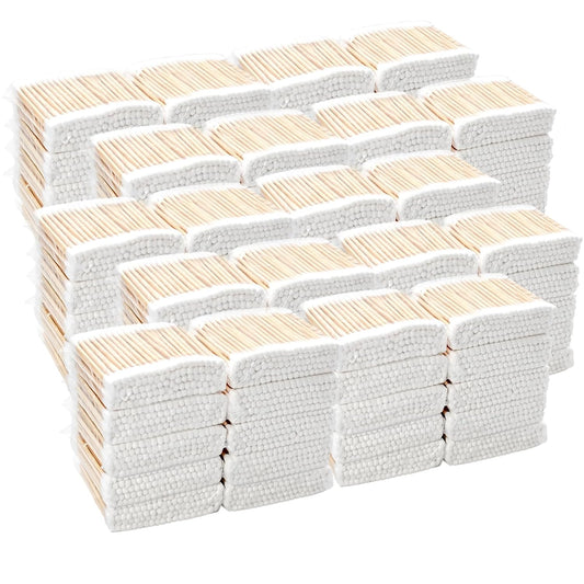 11000 Pcs Double Round Cotton Swabs Bulk Travel Size Cotton Buds with Wooden Sticks for Ear Cleaning, Makeup, Daily Use, Pet Care, Arts Crafts