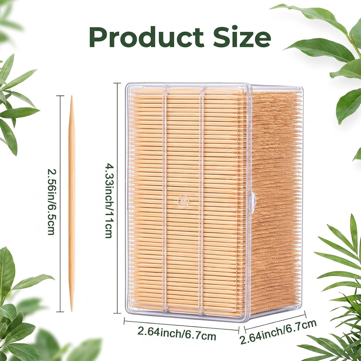 4 boxes 14400pcs Double Sided Bamboo Wooden Toothpicks with Storage Box