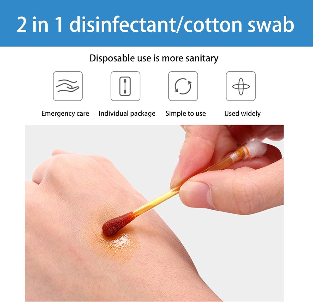 100 Disposable Iodophor Swabs Outdoor Supplies Medical Cotton Swabs Iodine Individually Packaged Cotton Swabs Iodine Swabs for Nose Care (Brown 100)