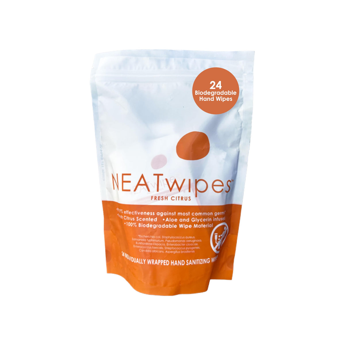 NEATwipes Sanitizing Wipes for Adults, Travel Size (Lavender, 24 Wipes)