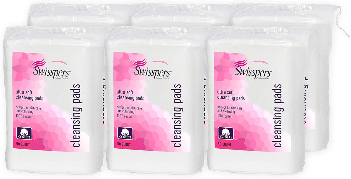 Swisspers Premium Facial Cleansing Pads, XL, White (Pack of 6)