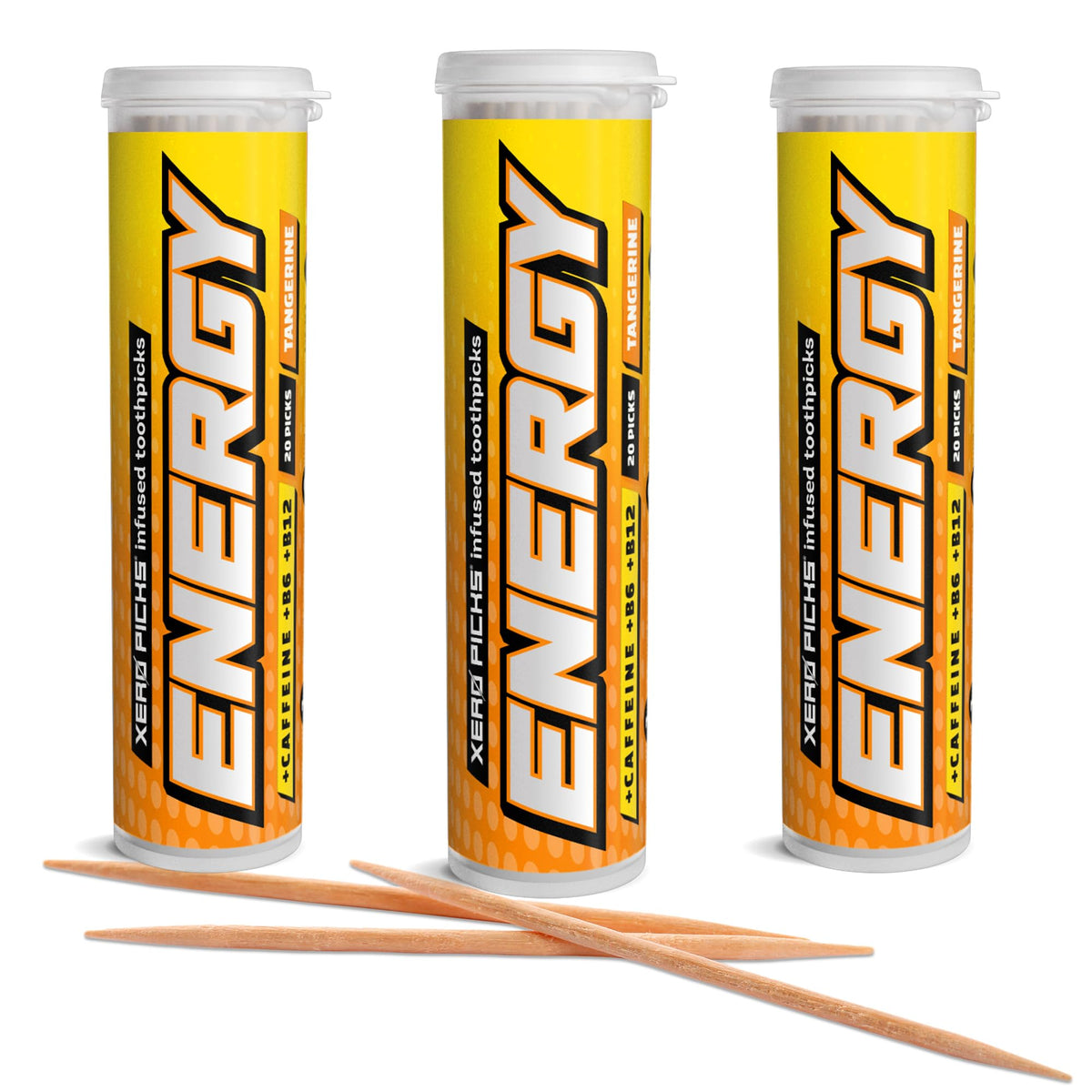 Xero Picks Energy Caffeine Flavored Toothpicks B12 for Focus & B6, 100 Picks (Pack of 5) (Variety Pack) Sugar-Free Alternative to Energy Mints & Gum - Kosher
