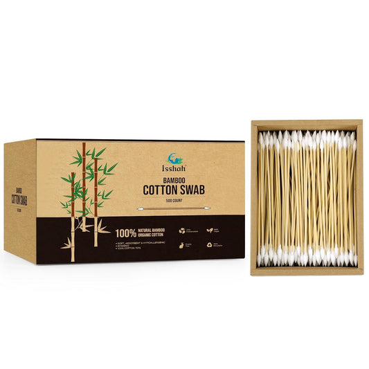 Isshah Bamboo Cotton Swabs 6 Inch - Double-Ended Pointed - 500 Count