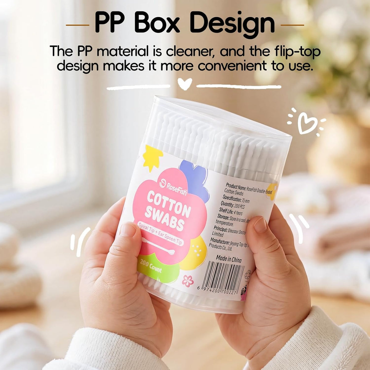 200PCS Cotton Swabs Mini Double Side Spiral & Ear Disposable Spoon Tip Ear Swabs Soft Safe for Baby, Adult Ear Cleaning & Navel Care（2 Box)