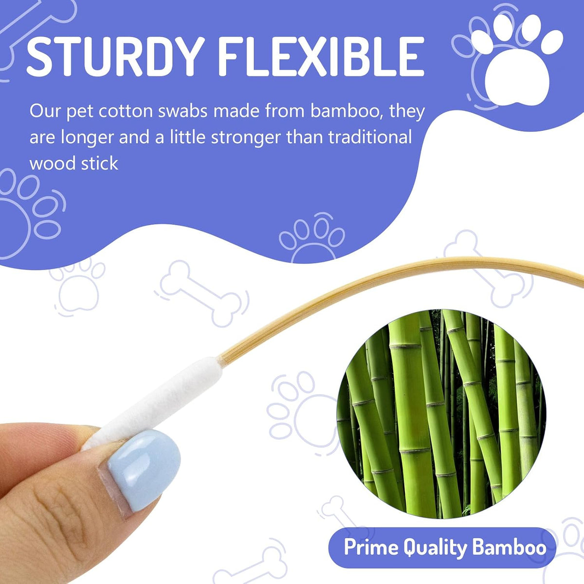 200PCS Professional Dog Ear Swabs in Box, 6" Long Cotton Swabs