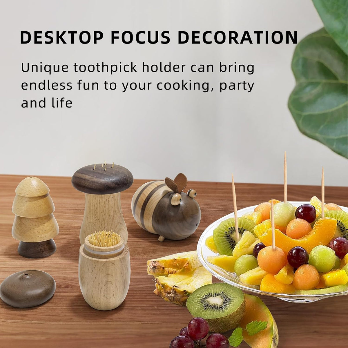 EAEDMY Cute Mushroom Toothpicks Holder with 390 Pcs Toothpicks, Cactus Toothpick Holder Dispenser for Home Kitchen Table Decor Accessories, Warm and Unique Gifts (1.Mushroom X 2)