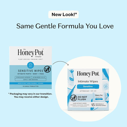 The Honey Pot Company - Feminine Wipes - Sensitive - Individually Wrapped