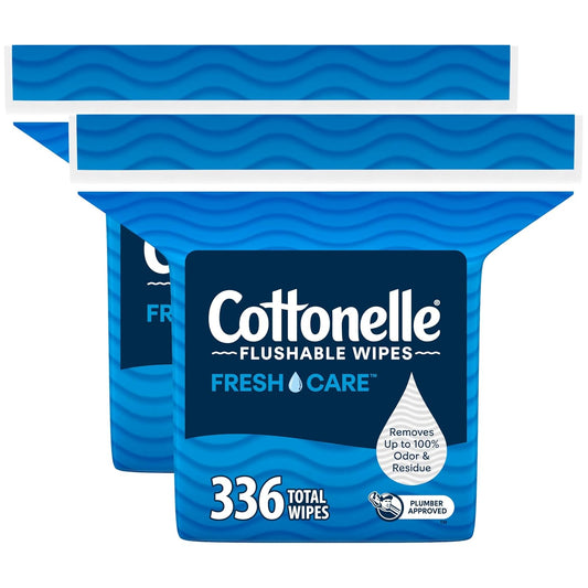 Cottonelle Fresh Care Flushable Wipes, 2 Packs, 168 Wipes per Pack