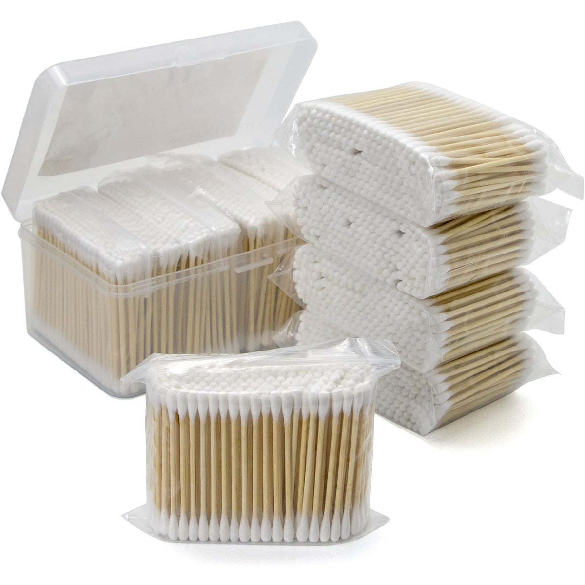 Bcowos 3" Bamboo Cotton Swabs, Double Tips, 2000 Count(20 Pack)