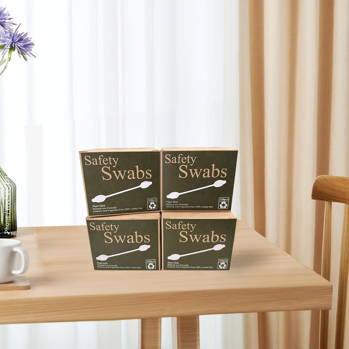 4 Packs Safety Cotton Swabs with Large Tips, Baby Cotton Buds 432pcs