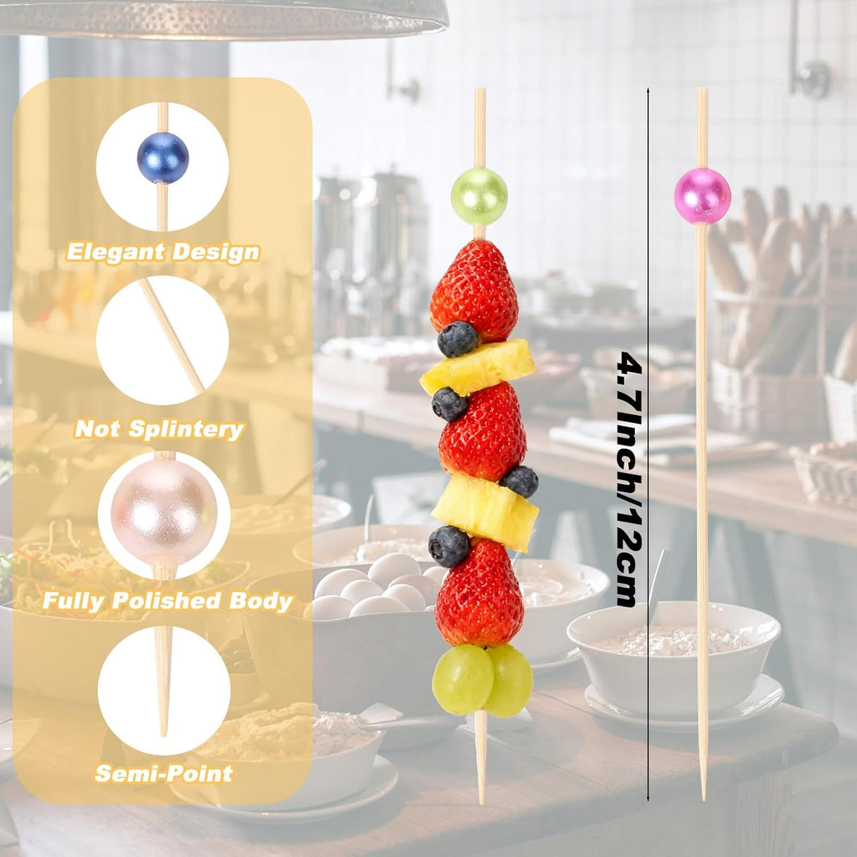 1000 Pcs Cocktail Picks Fancy Toothpicks for Appetizers 4.7'' Long