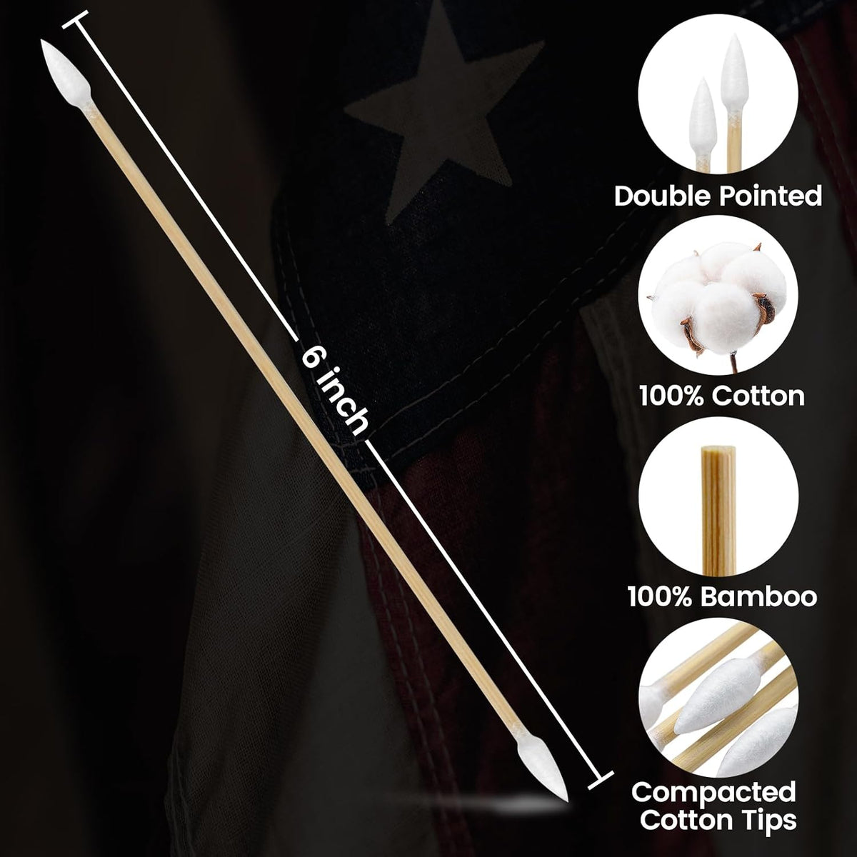 900/400PCS Double-Ended 6" Pointed Gun Cleaning Swabs