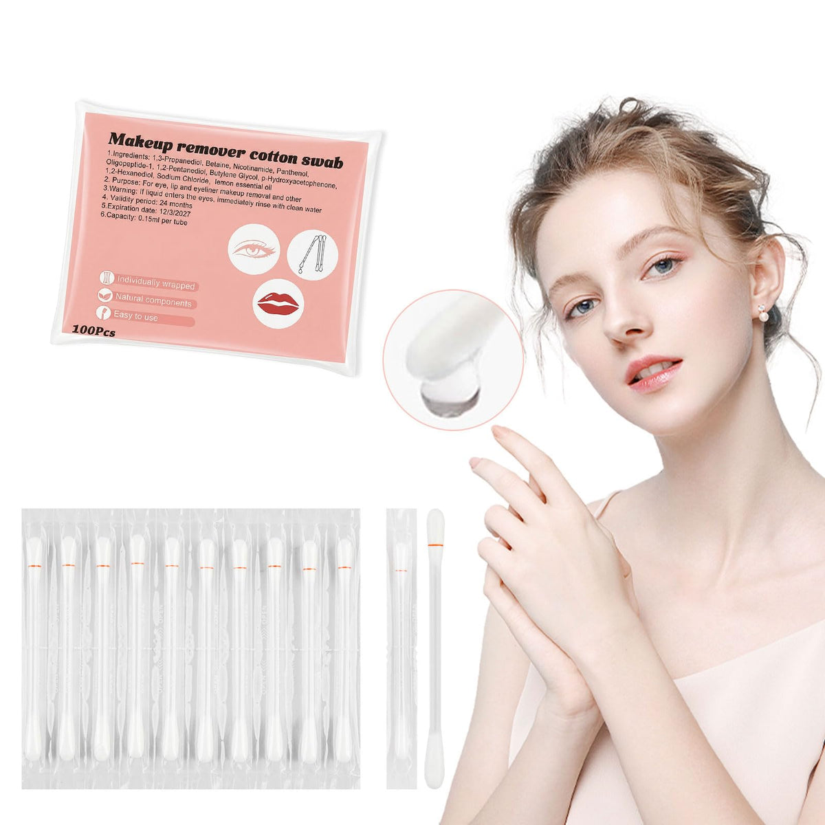 200 Cotton Swabs,Cotton Makeup Remover Swabs,Eye & Lip Sticks Remover