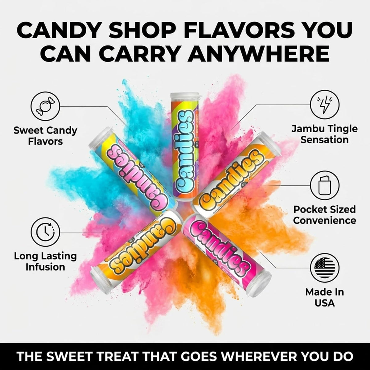Xero Picks Candies - Infused Flavored Toothpicks (Candies Variety, 5 Pack - 100 Picks) Bubblegum, Pina Colada, Orange Creamsicle, Cotton Candy, Snow Cone and Candy Cane