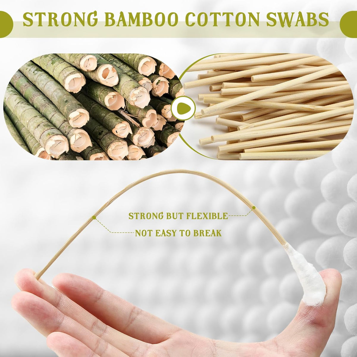 Kigley 1000 Pcs 8" Large Cotton Swabs with Bamboo Handle 1/2" Diameter Swab