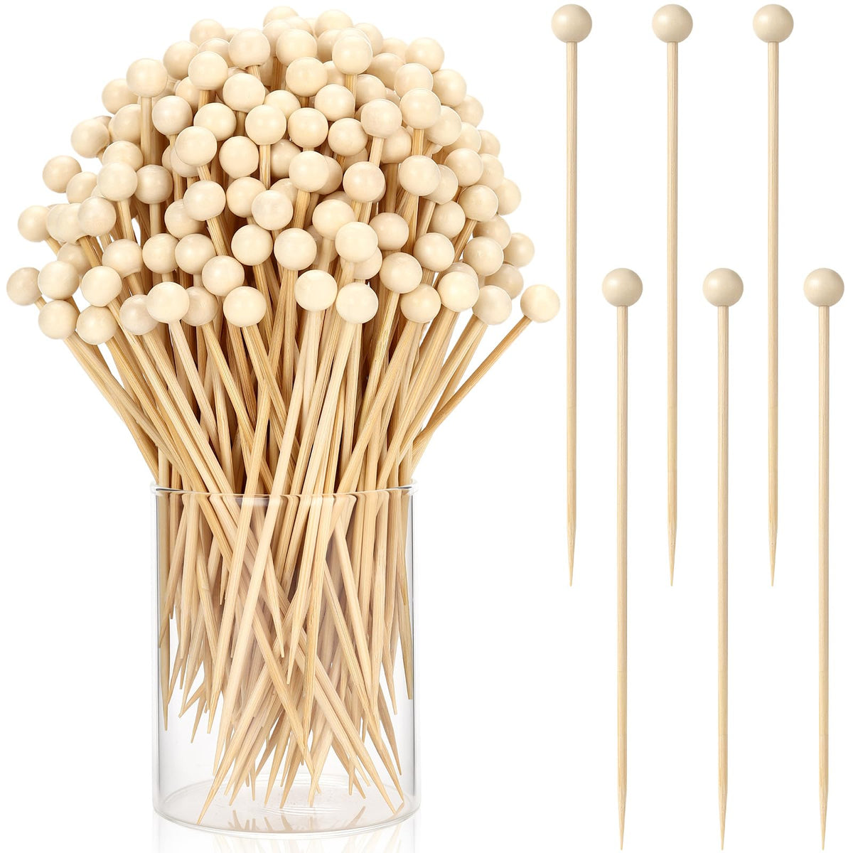 50 Pcs Football Toothpicks, 4.72 Inch Football Cocktail Picks for Appetizers, Long Bamboo Toothpicks, Decorative Toothpicks Skewers for Holiday Birthday Party Decorations (Football 3D)